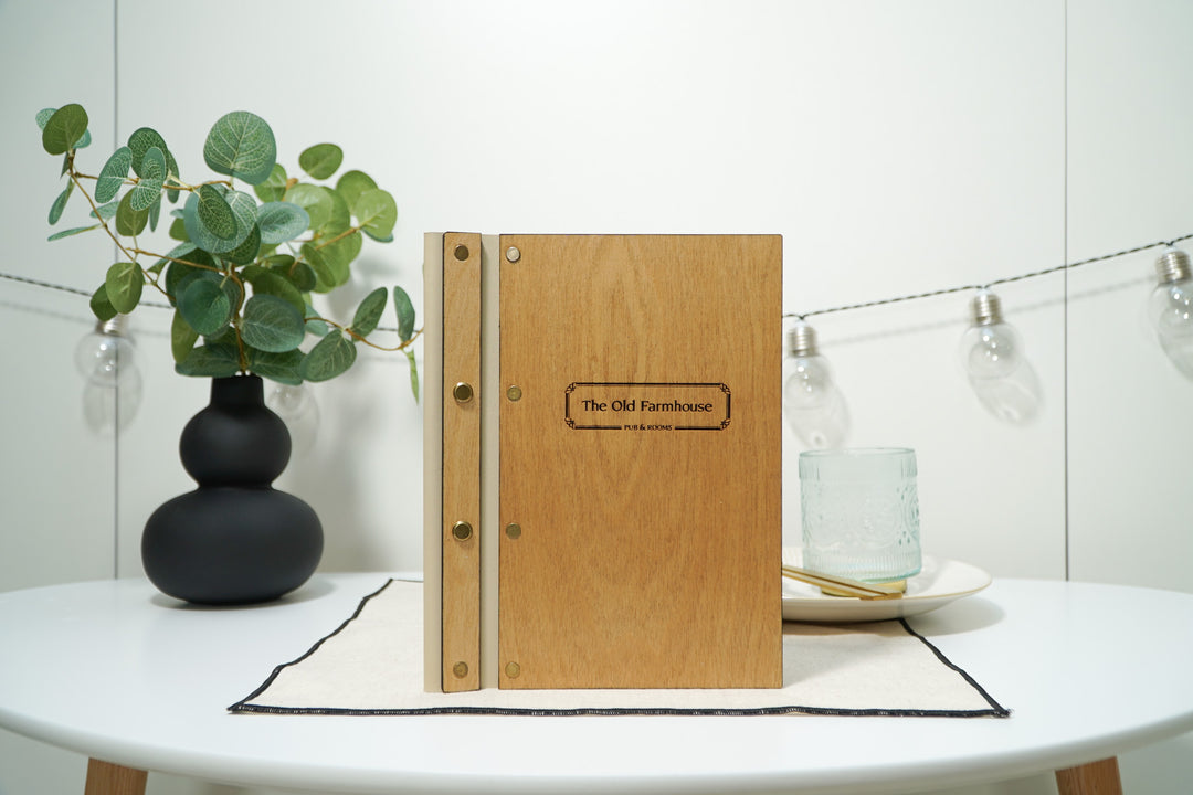 Engraved Logo Leather Restaurant Menu: Custom Wooden Menu Cover