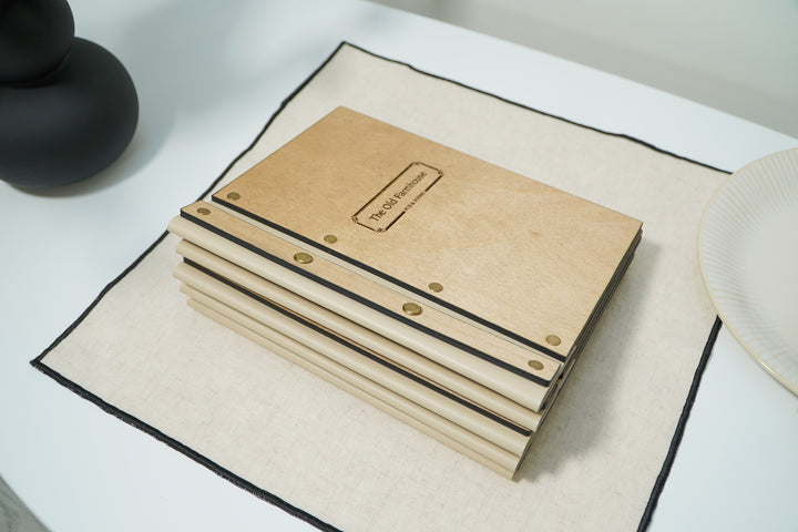 Engraved Logo Leather Restaurant Menu: Custom Wooden Menu Cover