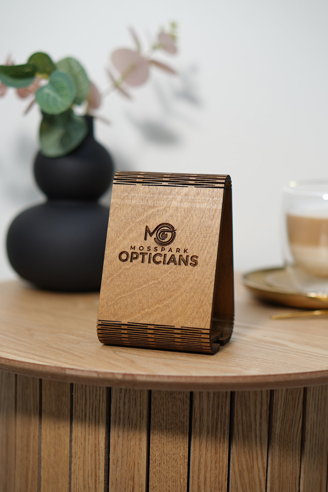 Custom Wood QR Code Menu Sign: Engraved Cafe Stand