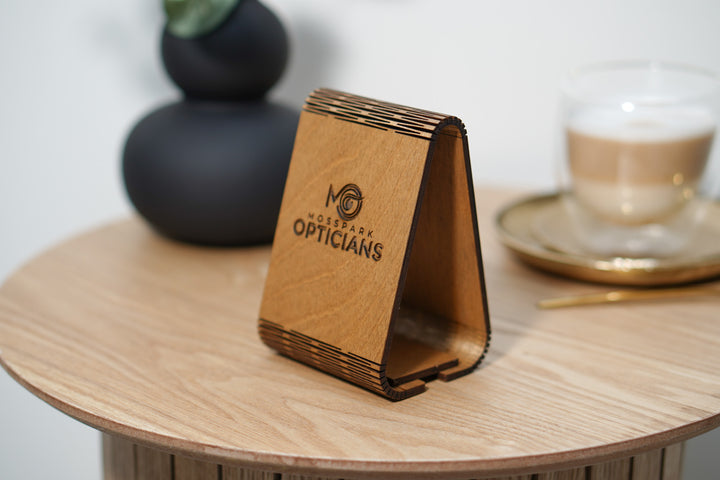 Custom Wood QR Code Menu Sign: Engraved Cafe Stand
