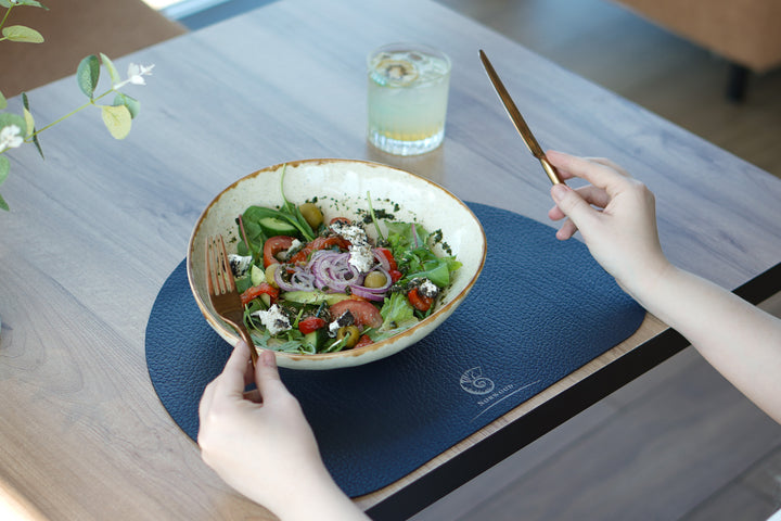Restaurant Dining Table Mat with Logo, Handmade Leather Placemats