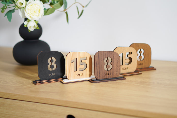 Engraved Wood Table Number Sign: Restaurant Cafe Decor