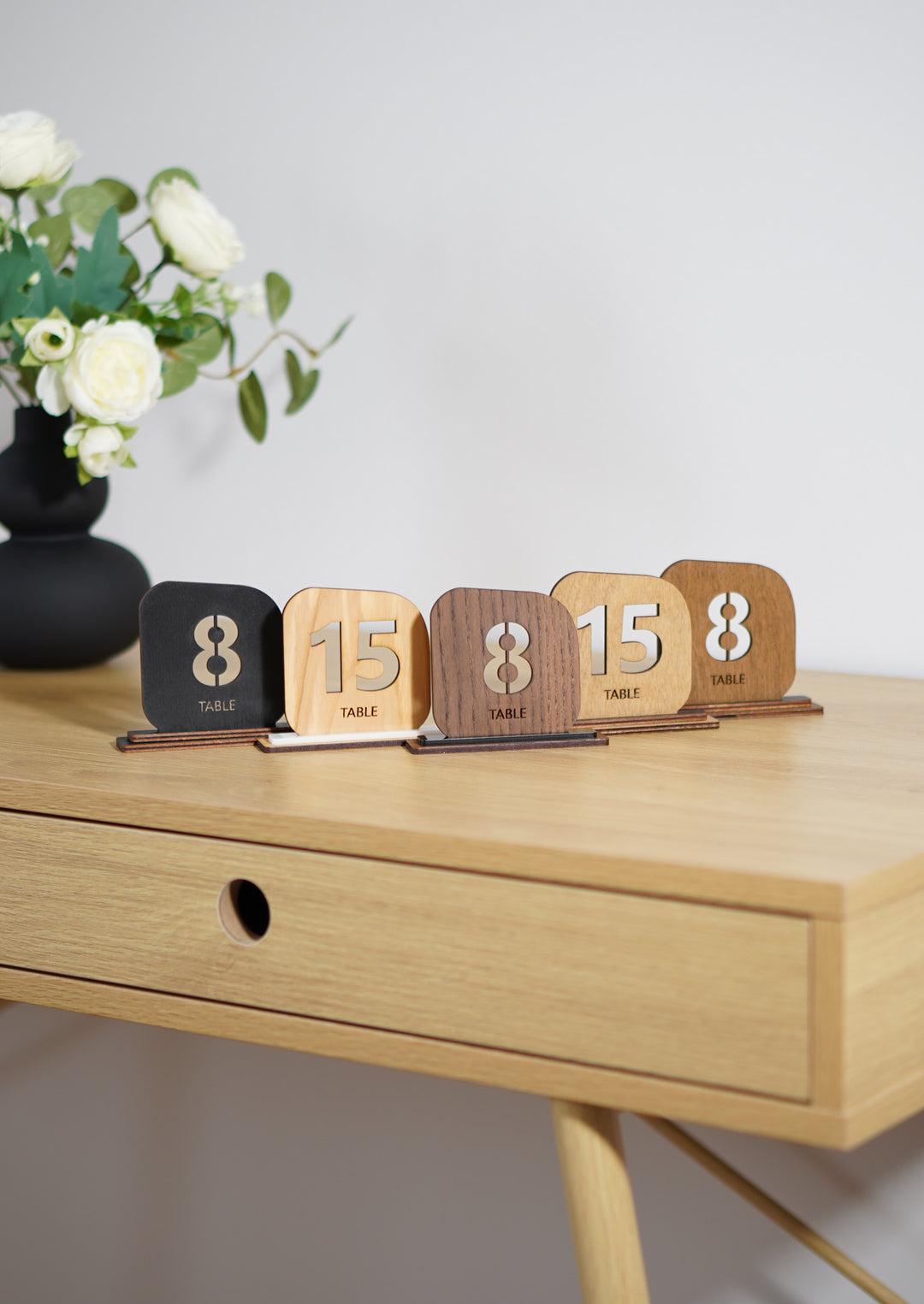 Engraved Wood Table Number Sign: Restaurant Cafe Decor