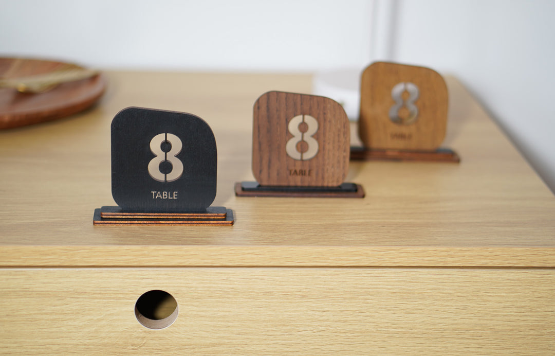 Engraved Wood Table Number Sign: Restaurant Cafe Decor