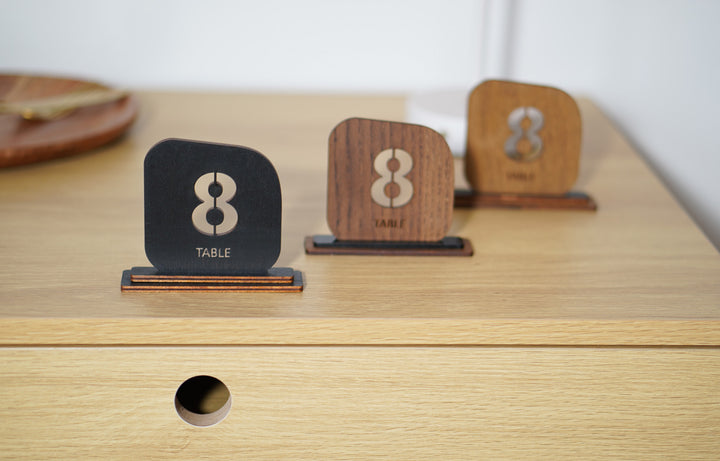 Engraved Wood Table Number Sign: Restaurant Cafe Decor