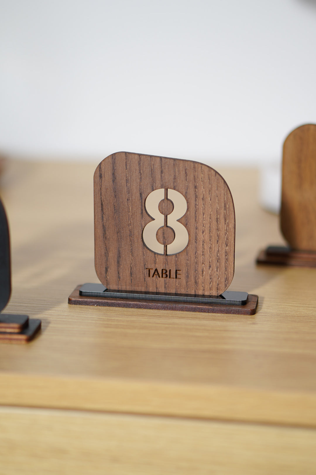 Engraved Wood Table Number Sign: Restaurant Cafe Decor