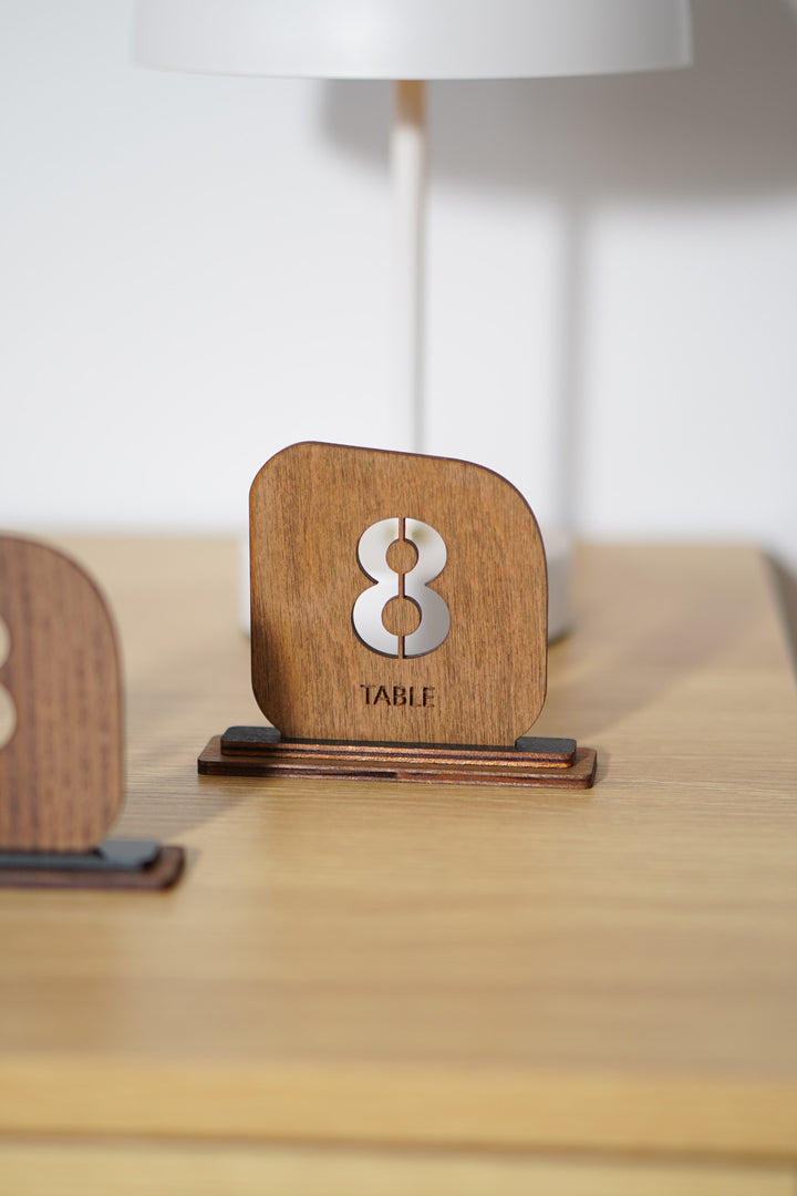 Engraved Wood Table Number Sign: Restaurant Cafe Decor