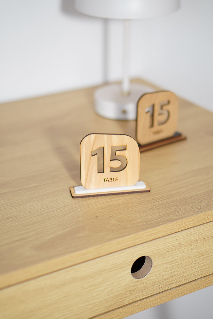 Engraved Wood Table Number Sign: Restaurant Cafe Decor
