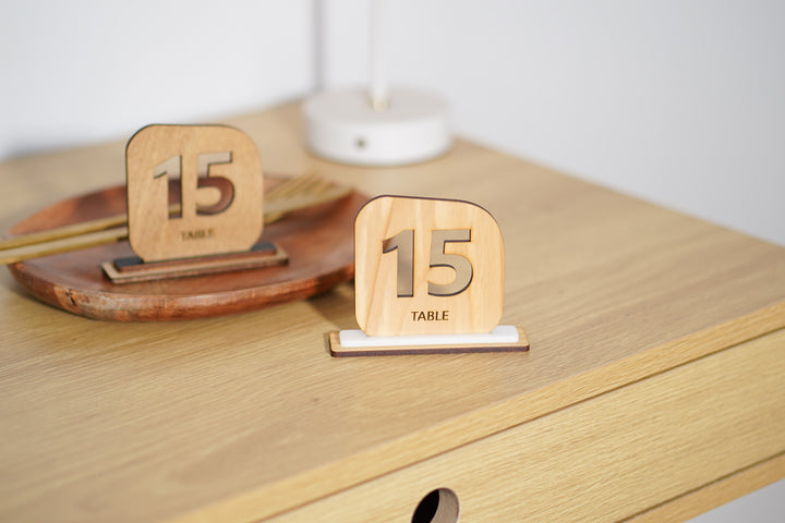 Engraved Wood Table Number Sign: Restaurant Cafe Decor