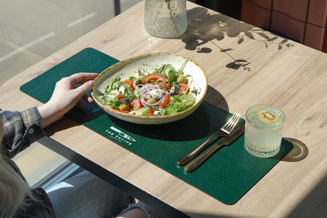 Custom Leather Placemats, Square Dining Table Mat for Restaurant & Cafe