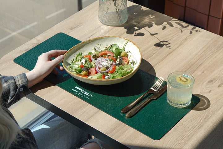Custom Leather Placemats, Square Dining Table Mat for Restaurant & Cafe