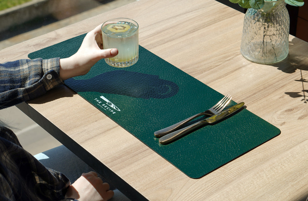 Custom Leather Placemats, Square Dining Table Mat for Restaurant & Cafe
