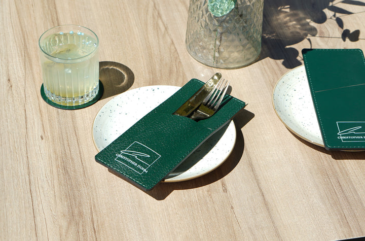 Personalized Leather Cutlery Pouch, Cutlery Holder for Cafe, Bar & Restaurant