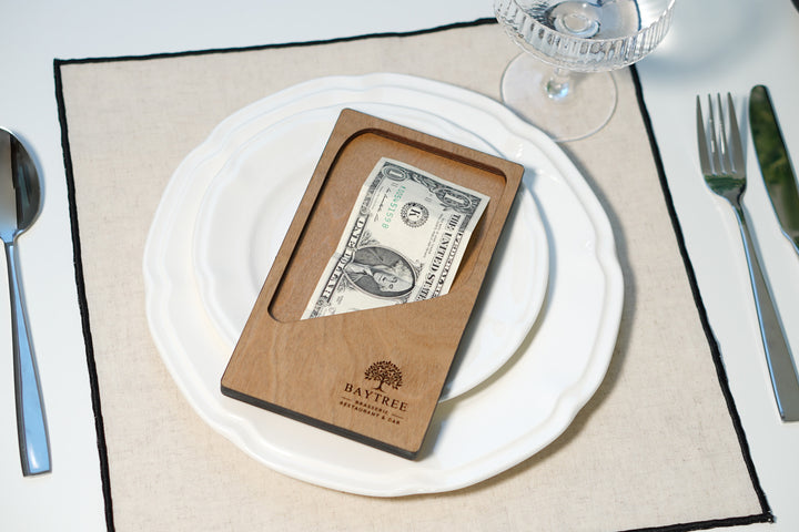 Personalized Engraved Wood Check Presenter