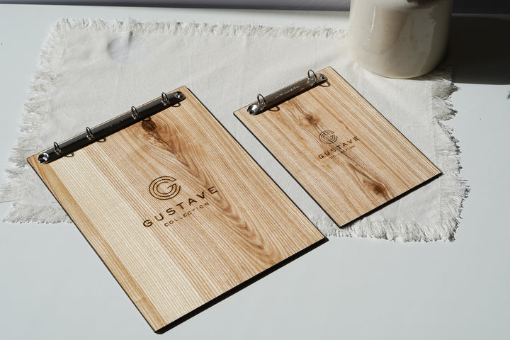 Personalized Ashwood Menu Holder with Ring Binder