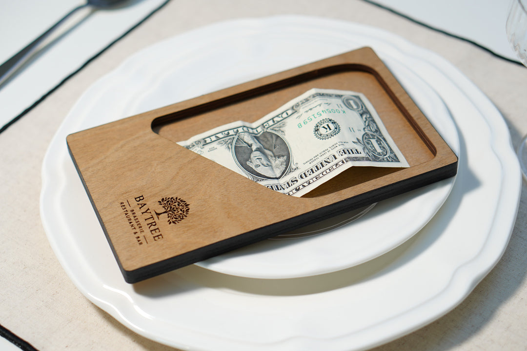 Personalized Engraved Wood Check Presenter