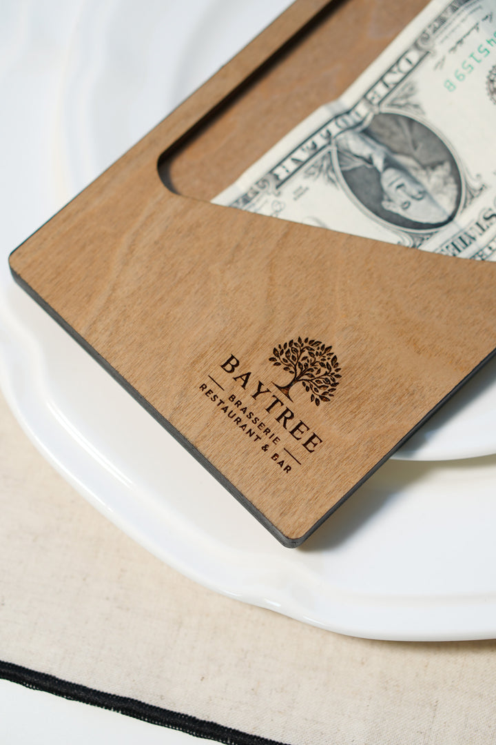 Personalized Engraved Wood Check Presenter