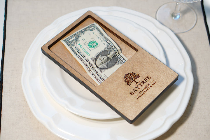 Personalized Engraved Wood Bill Holder