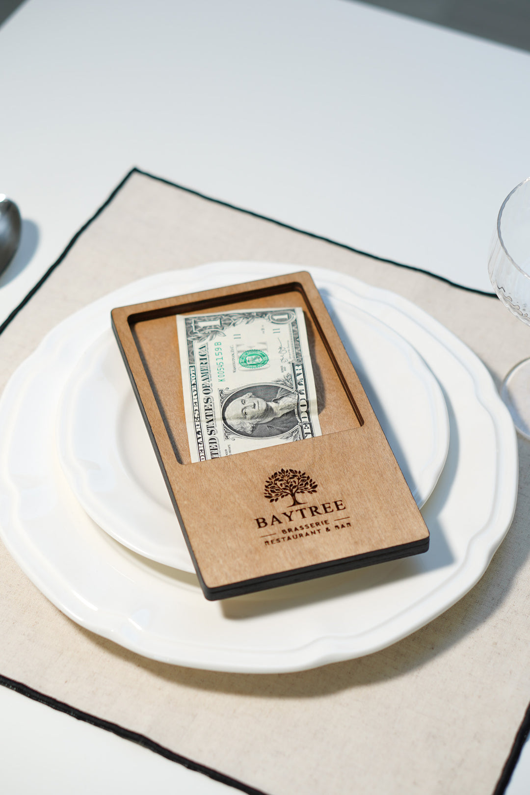 Personalized Engraved Wood Bill Holder