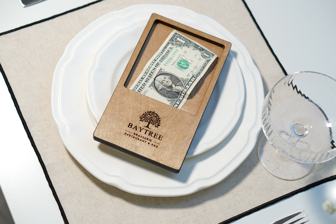 Personalized Engraved Wood Bill Holder