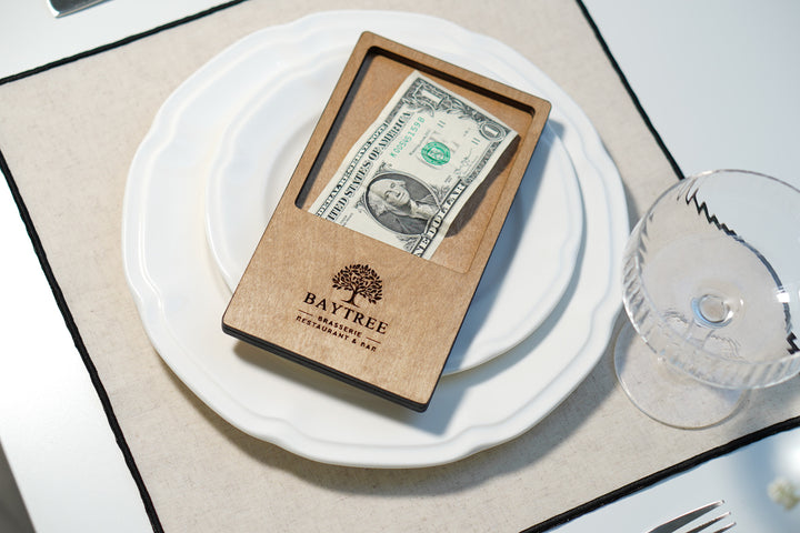 Personalized Engraved Wood Bill Holder