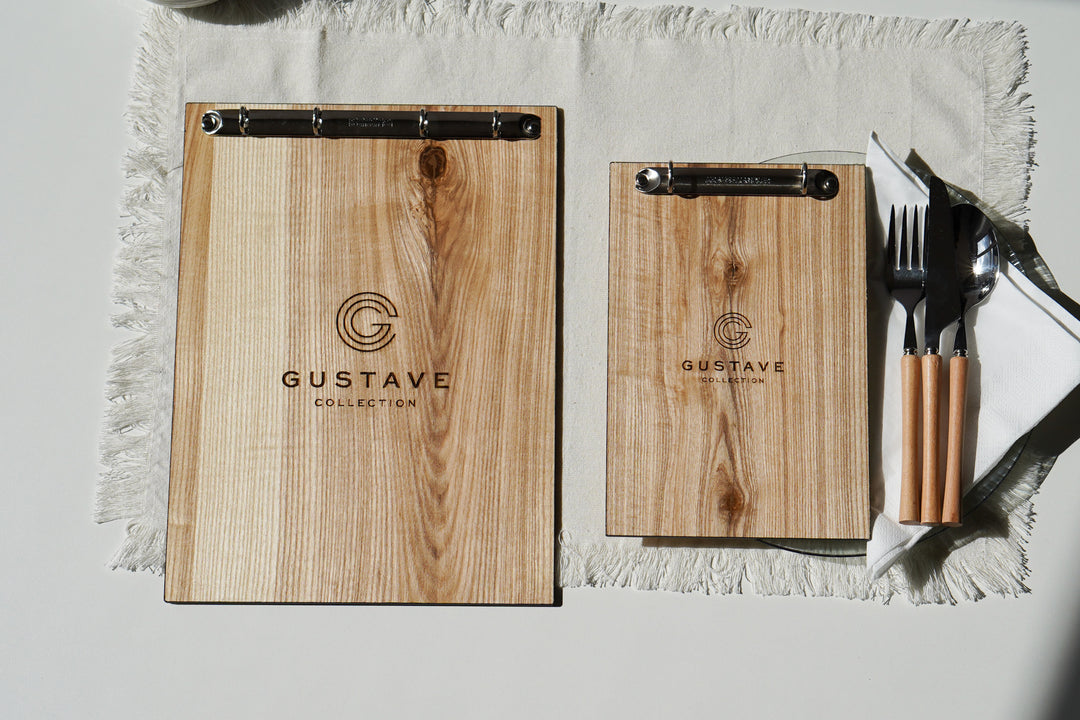 Personalized Ashwood Menu Holder with Ring Binder