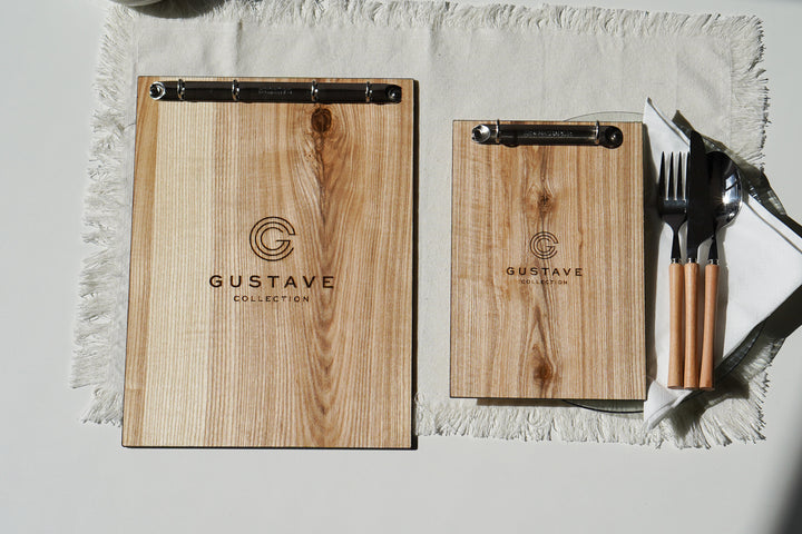 Personalized Ashwood Menu Holder with Ring Binder