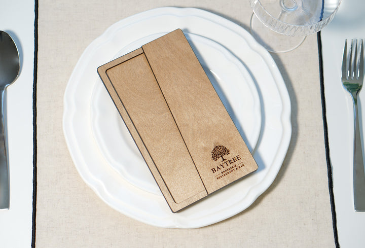 Personalized Wood Bill Holder: Engraved Restaurant Check Presenter