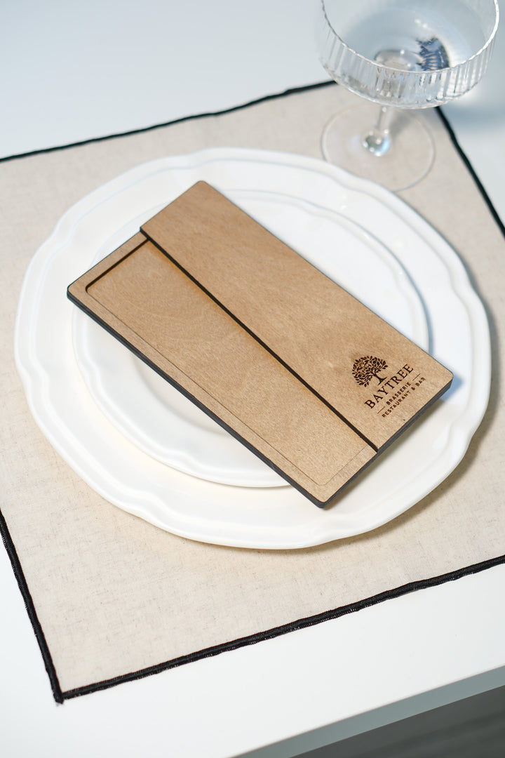 Personalized Wood Bill Holder: Engraved Restaurant Check Presenter