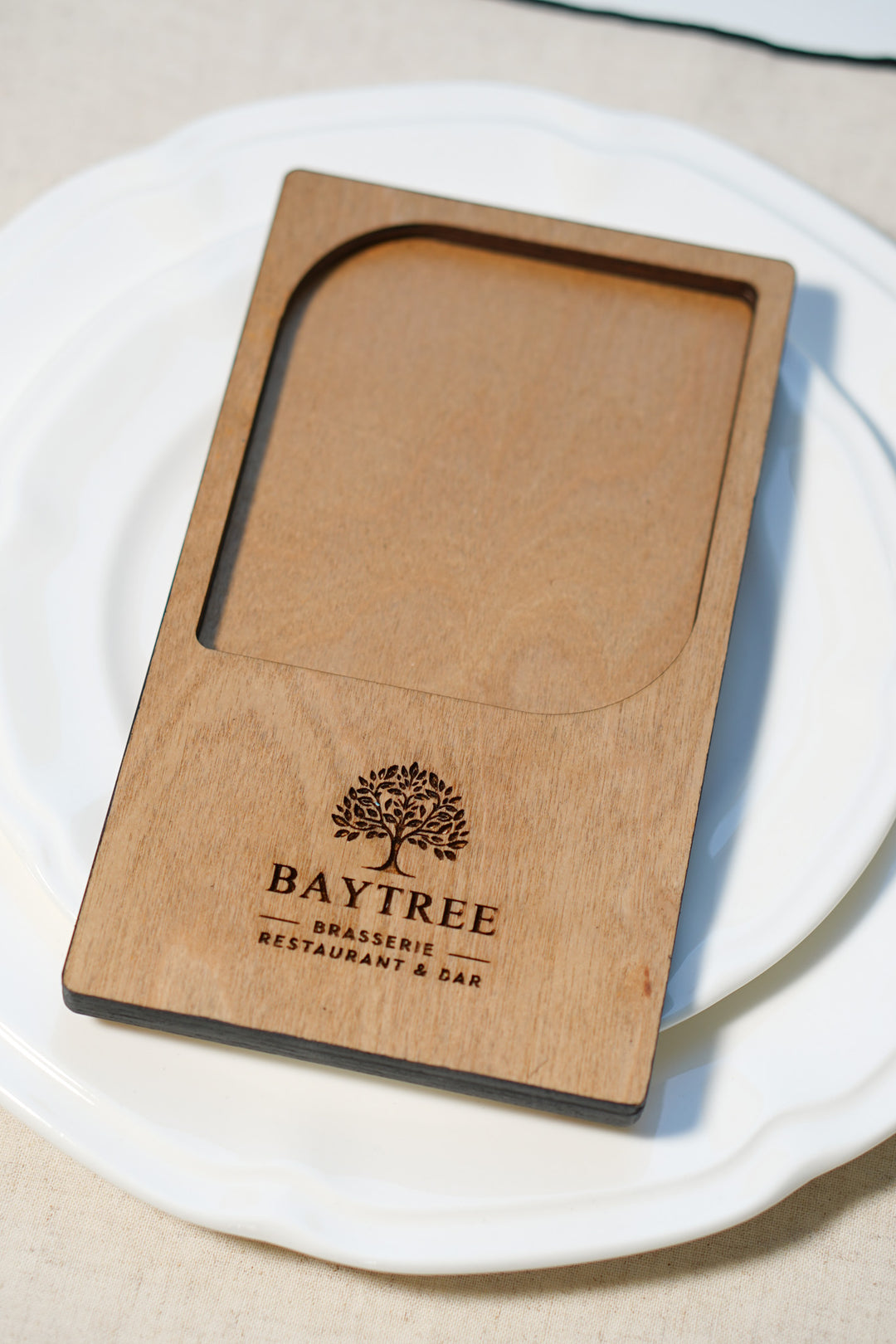 Personalized Wood Check Presenter: Engraved Restaurant Bill Holder