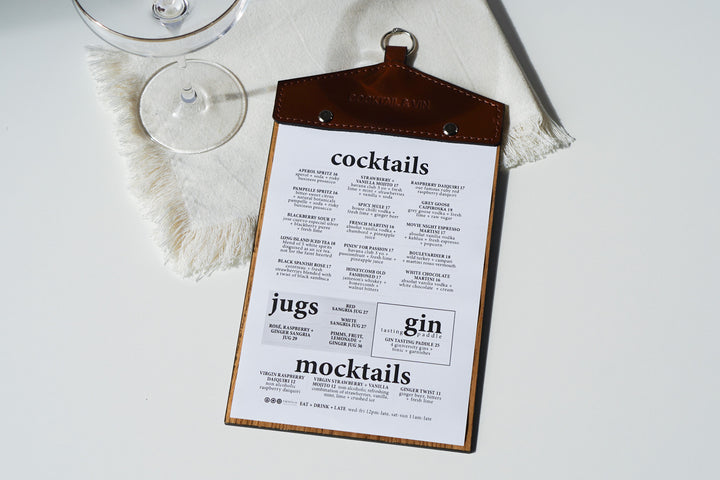 Ashwood Menu Board: Leather Menu Holder