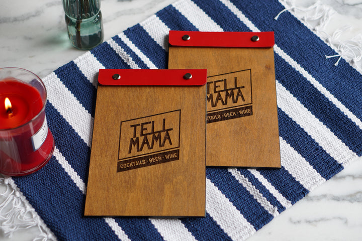 Wooden Menu Folder, Custom Leather Cover, Restaurant Guest Book