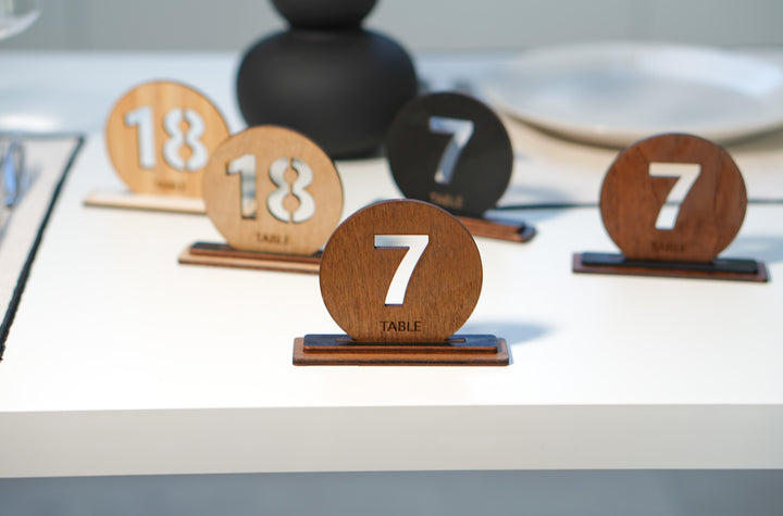 Engraved Wood Wedding Table Number Sign: Custom Party Decor