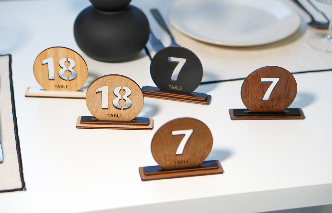Engraved Wood Wedding Table Number Sign: Custom Party Decor