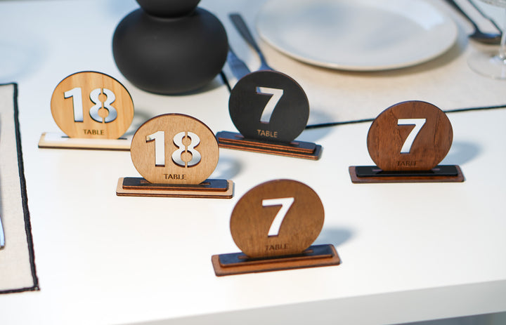 Engraved Wood Wedding Table Number Sign: Custom Party Decor
