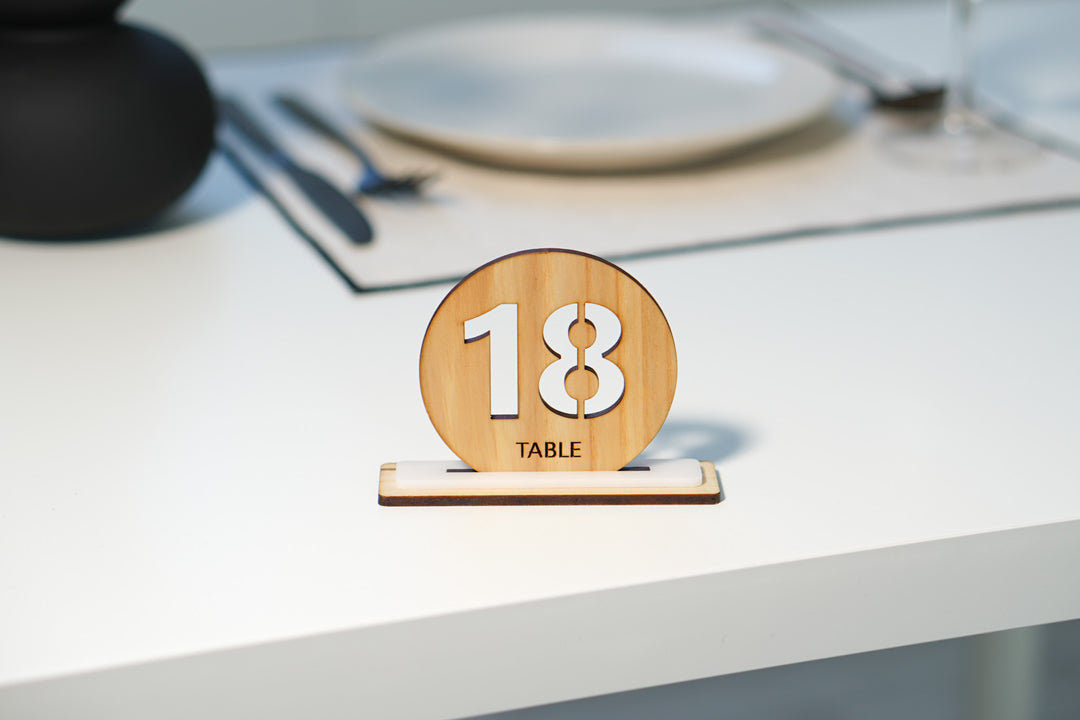 Engraved Wood Wedding Table Number Sign: Custom Party Decor