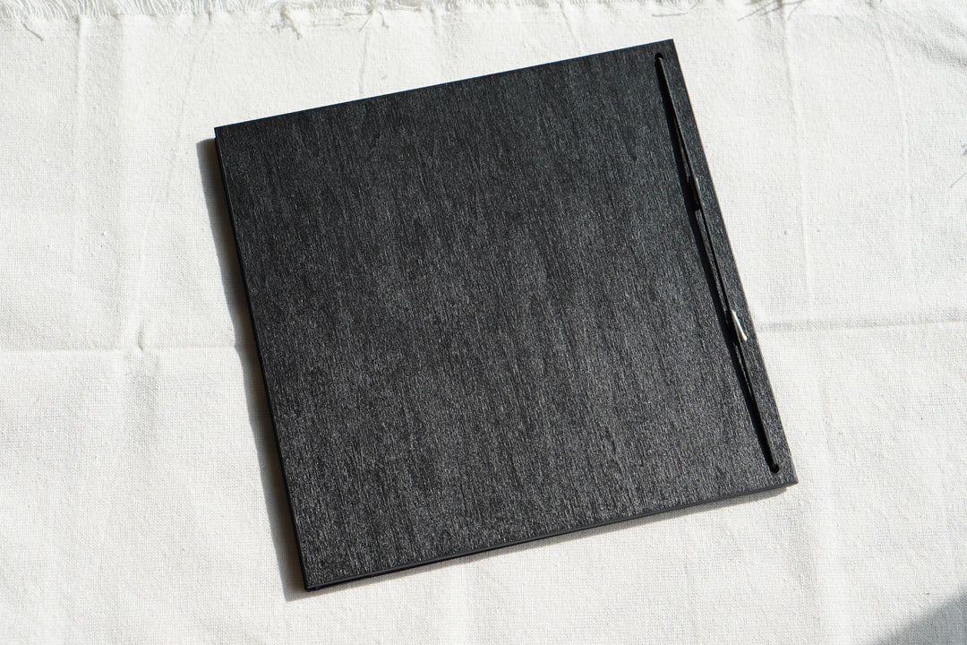 Embossed Leather Menu Folder: Wooden Base, Cafe Restaurant Menu