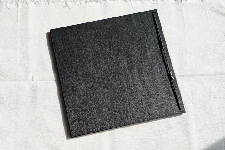 Embossed Leather Menu Folder: Wooden Base, Cafe Restaurant Menu