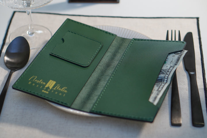 Personalized Leather Check Presenter: Embossed Bill Holder for Restaurant