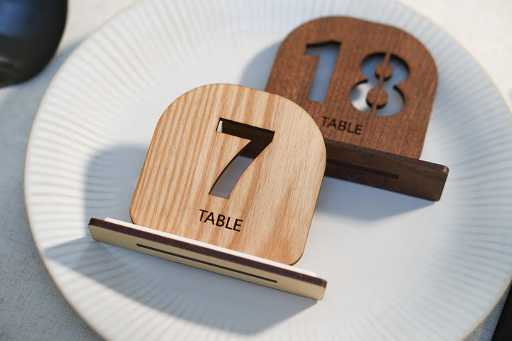 Engraved Wood Table Number Sign: Custom Restaurant Cafe Decor