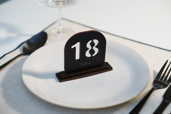 Engraved Wood Table Number Sign: Custom Restaurant Cafe Decor