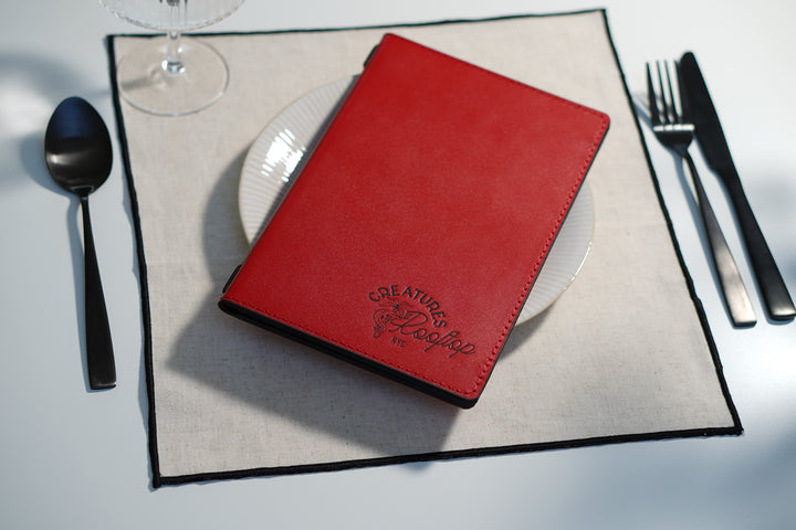Personalized Leather Restaurant Menu Folder: Embossed Logo