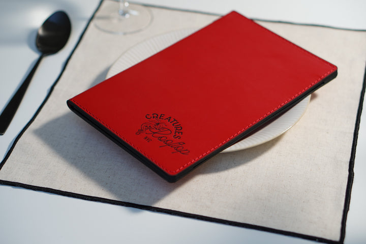 Personalized Leather Restaurant Menu Folder: Embossed Logo