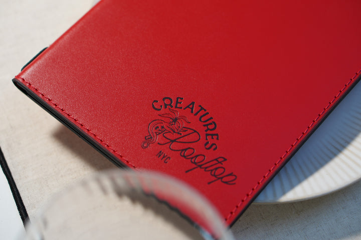 Personalized Leather Restaurant Menu Folder: Embossed Logo