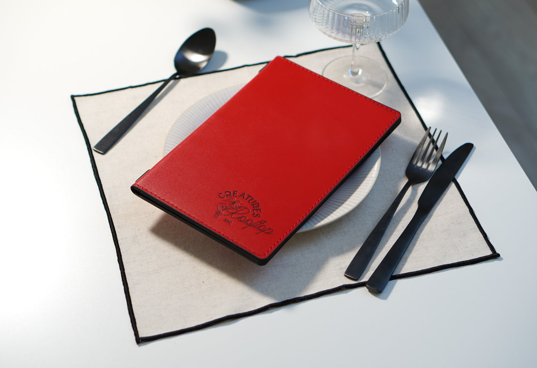 Personalized Leather Restaurant Menu Folder: Embossed Logo