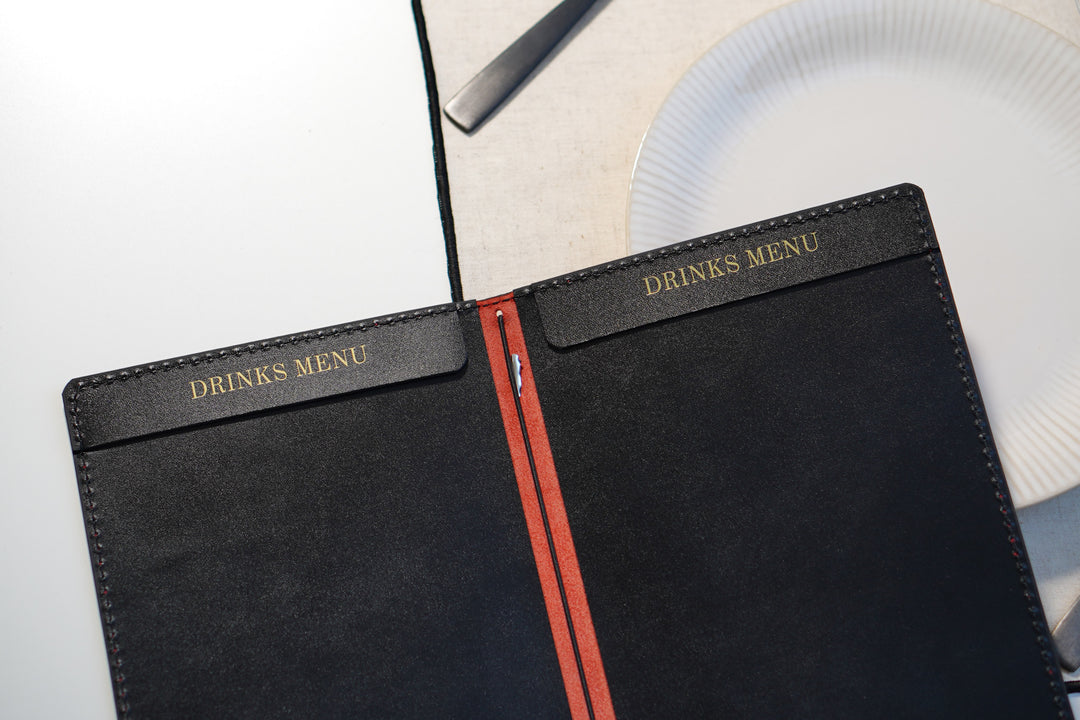 Personalized Leather Restaurant Menu Folder: Embossed Logo