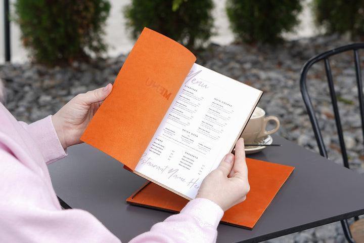 Wood & Leather Restaurant Menu, Wooden Menu Holder, Cafe Folder With Logo