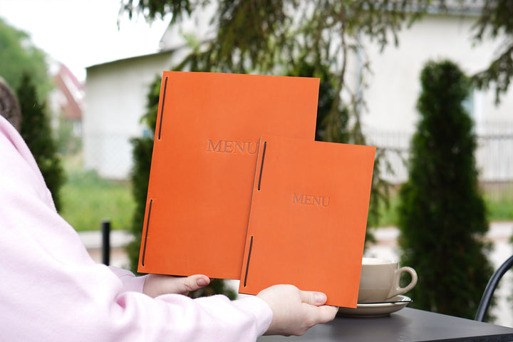 Wood & Leather Restaurant Menu, Wooden Menu Holder, Cafe Folder With Logo