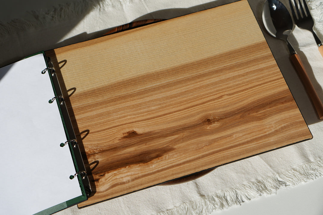 Elegant Ashwood and Leather Menu Folder with ring binding
