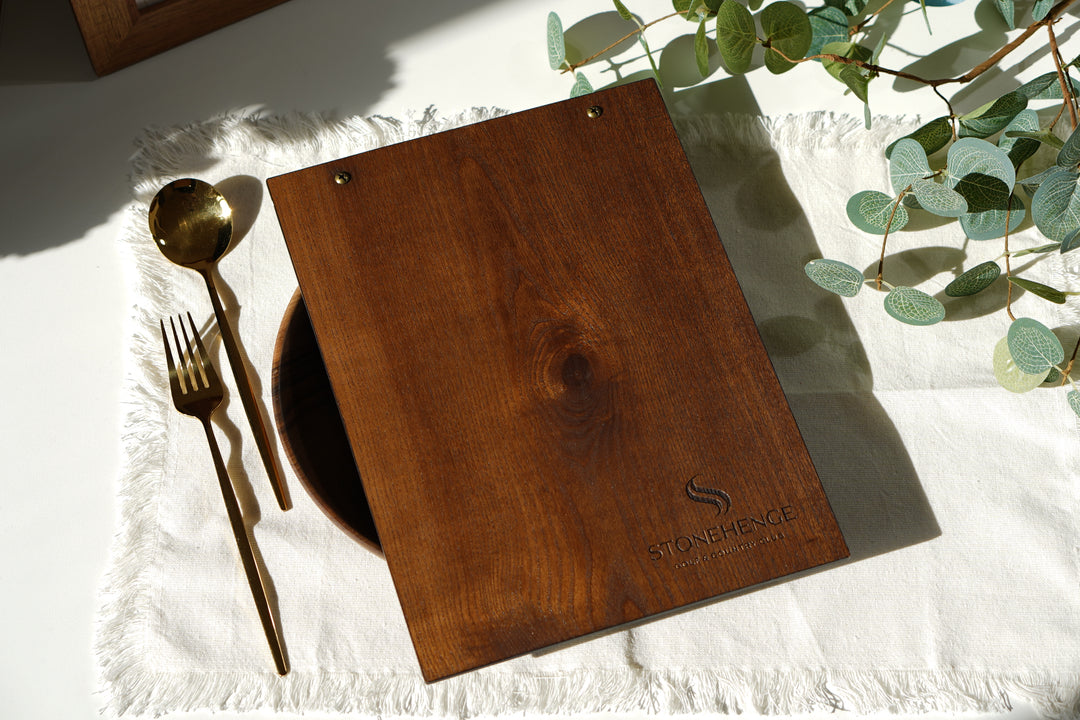 Elegant Ashwood Leather Menu Folder